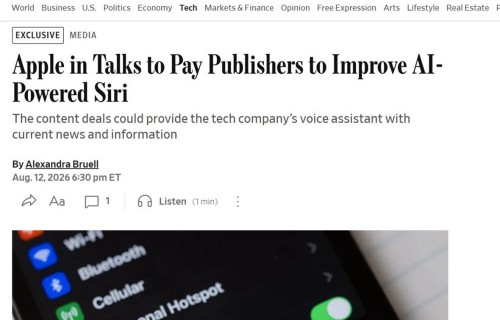 为升级 AI Siri，苹果斥资数亿美元采购新闻版权